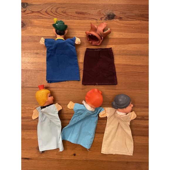 Puppets Vintage Rubber Head Fairy Tale Lot of 5 Little Red Riding Hood - Picture 2 of 13